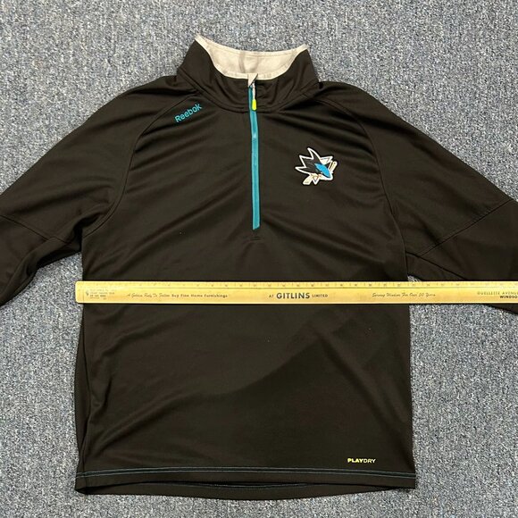 San Jose Sharks NHL Hockey 1/4 Zip Pullover Reebok Center Ice Collection Sz XL - Picture 4 of 9